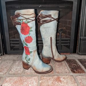 RARE FreeBird Cryus Boots in Denim Size 6